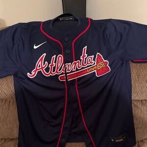 Ronald Acuna Jr Nike Navy Atlanta Baseball Jersey size Men’s L